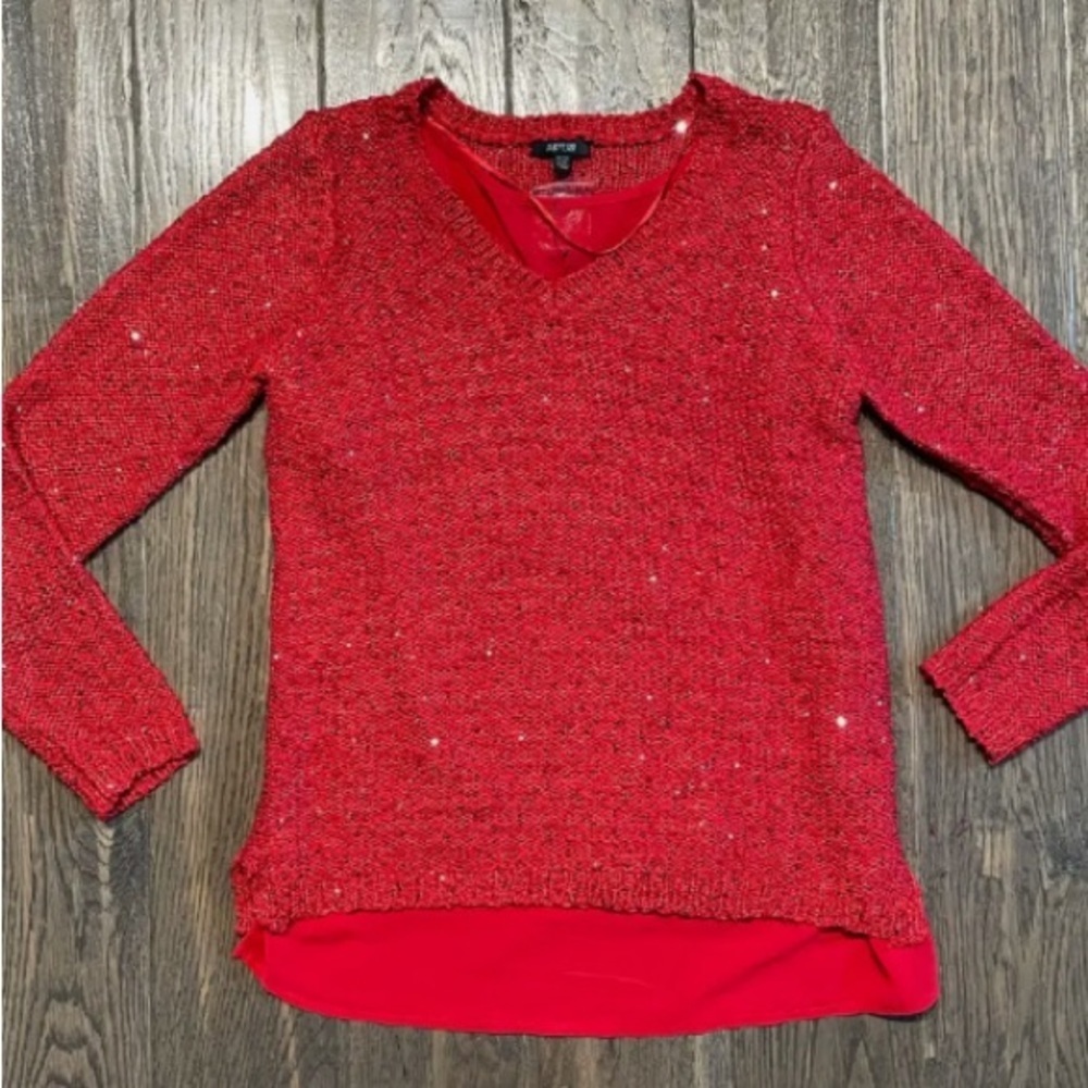 Apt.9 women’s Shimmery Red Sweater size medium Petite